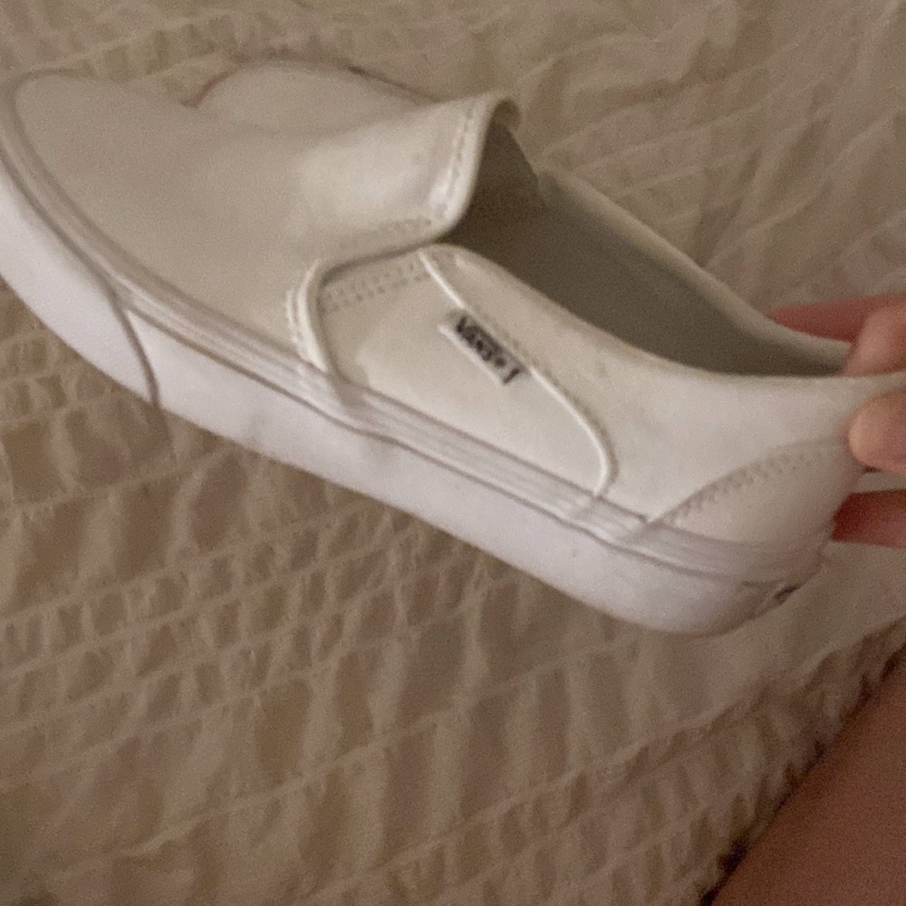 Vans white canvas slip on shoes 7.0 in women’s